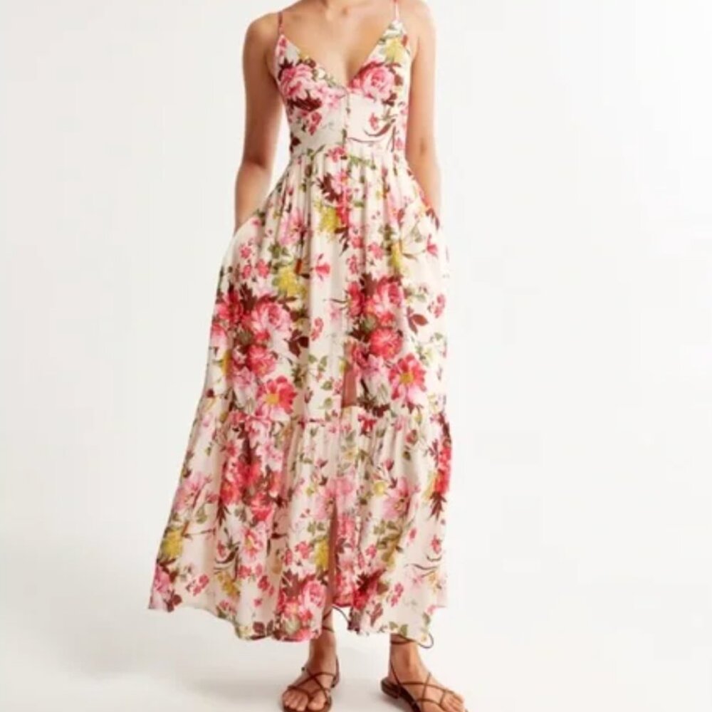Abercrombie & Fitch Floral Button Maxi Dress - Medium